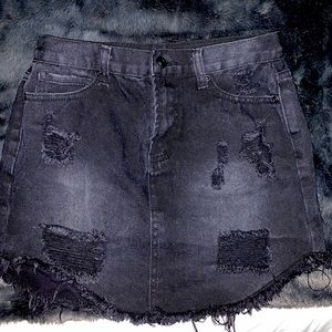 Black ripped Jean skirt